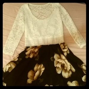 Junior's Lacey Dress w/ Floral Skirt